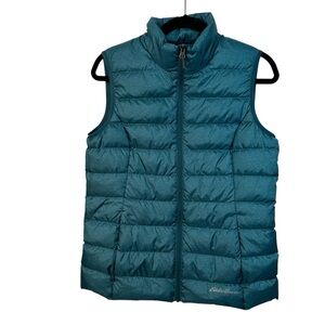 Eddie Bauer EB650 Down Vest Turquoise Medium Quilted Lightweight Packable Core